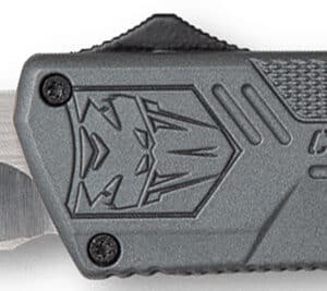 CobraTec Knives GYCTLWDNS Lightweight  3.25" OTF Drop Point Plain D2 Steel Blade/Gray Aluminum Handle Includes Pocket Clip
