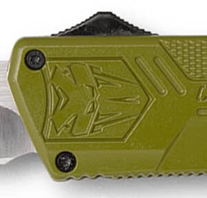 CobraTec Knives ODCTLWDNS Lightweight  3.25" OTF Drop Point Plain D2 Steel Blade/OD Green Aluminum Handle Includes Pocket Clip