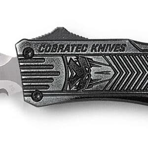 CobraTec Knives SSWCTK1SDAG2SS CTK-1  2.75" OTF Part Serrated D2 Steel Blade/Stonewashed Aluminum Handle Features Glass Breaker Includes Pocket Clip