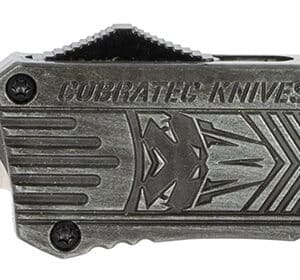 CobraTec Knives LSWCTK1LDNS CTK-1  Large 3.75" OTF Drop Point Plain D2 Steel Blade/ Stonewashed Aluminum Handle Features Glass Breaker Includes Pocket Clip