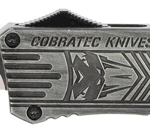 CobraTec Knives LSWCTK1LTNS CTK-1  Large 3.75" OTF Tanto Plain D2 Steel Blade/Stonewashed Aluminum Handle Features Glass Breaker Includes Pocket Clip