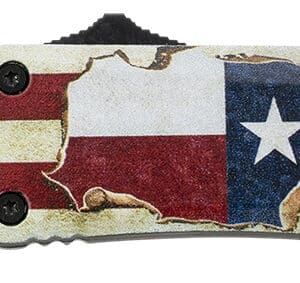 Templar Knife STX-531 Texan Gen II Small 2.25" OTF Tanto Part Serrated Black Oxide Stonewashed 440C SS Blade/ 4.31" Texas Flag Aluminum Handle Features Glass Breaker Includes Pocket Clip/Sheath