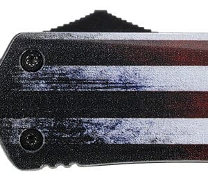 Templar Knife LUS331 US Flag Gen II Large 3.50" OTF Drop Point Plain Black Oxide Stonewashed 440C SS Blade/ 5.25" US Flag Aluminum Handle Features Glass Breaker Includes Pocket Clip/Sheath