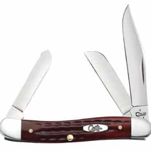 Case 00786 Stockman  Medium 2.57"/1.88"/1.71" Folding Clip/Sheepsfoot/Spey Plain Mirror Polished Tru-Sharp SS Blade/Corn Cob Jigged Old Red Bone Handle