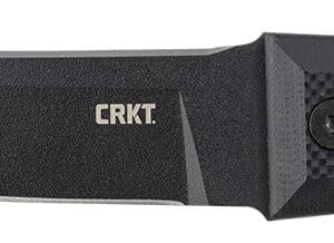CRKT 2927 HZ6  6.50" Fixed Plain Black Matte Baked-On Anti Rust SK-5 Steel Blade/Black w/Carved X's G10 Handle Includes Sheath