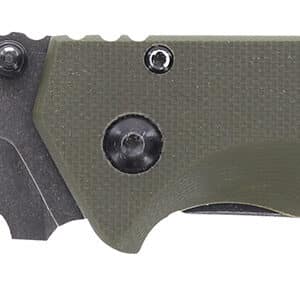Schrade 1159324 Melee  3.50" Folding Tanto Part Serrated Dark Stonewash D2 Steel Blade 4.50" OD Green G10/SS Handle