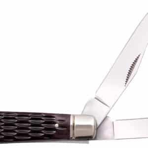Cold Steel CSFLMTRPRJ Trapper  Mini 2.60"/2.70" Folding Clip/Spey Plain 3Cr13MoV SS Blade/Brown Jigged w/Polished Bolsters Bone Handle