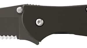 Kershaw 1660CKTST Leek  3" Folding Modified Drop Point Part Serrated Black DLC 14C28N Steel Blade Black DLC 410 Stainless Steel Handle Includes Pocket Clip