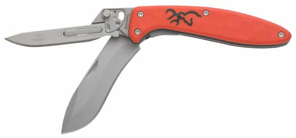 Browning 3220462 Primal Scalpel 2 2.75" Folding Drop Point/Scalpel Plain Blaze Orange 8Cr13MoV SS Blade, Blaze Orange Polymer w/Rubber Overmold Handle