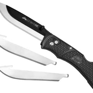 Outdoor Edge OX10C Onyx  3 Blades, 3.50" Folding Drop Point Plain Satin/Black Oxide 420J2 SS Blade, 4.50" Black Textured Grivory Handle