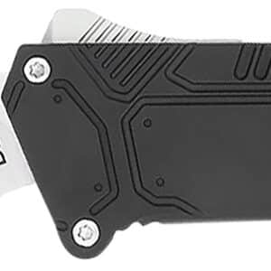 CobraTec Knives BLKSFDNS Special Forces  3.25" OTF Drop Point Plain Satin D2 Steel Blade, 4.75" Black Textured Anodized Aluminum Handle