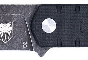 CobraTec Knives CTOWBLKDNS Outdoor Warrior 4.50" Fixed Drop Point Plain Stonewashed D2 Steel Blade, 4.75" Black Textured G10 Scales Handle