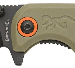 Browning 3220513 Buckmark Slim EDC 3.13" Folding Drop Point Plain Black Oxide D2 Steel Blade, Sage Textured Polymer Handle