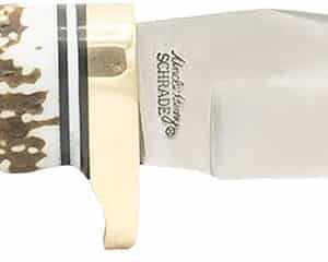 Uncle Henry 1100087 Next Gen Golden Spike 5" Fixed High Carbon Stainless Steel Blade, Satin Finish, Textured Staglon Grip with Brass Accents