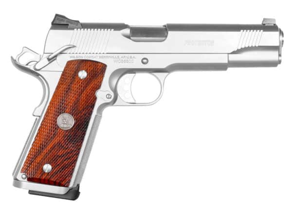 Wilson Combat Protector .45 ACP 5-inch stainless pistol with cocobolo grips and tritium night sights