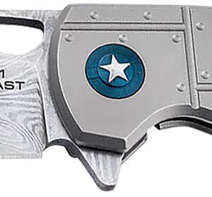 Boker 01BO910DAM P-51 Damast  3.35" Drop Point Plain Silver Acid Etch Damascus Blade Titanium Handle