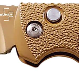 Boker 01KALS103  Kalashnikov 3.35" Spear Point Plain/Serrated Desert D2 Steel Blade Aluminum Handle