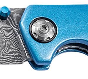 Boker 111101DAM   3.15" Drop Point Damascus Blade Blue Aluminum Handle