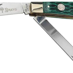 Boker 110831 Trapper 2.0 Clip Point/Spey Plain D2 Steel Blade Green Jigged Bone Handle