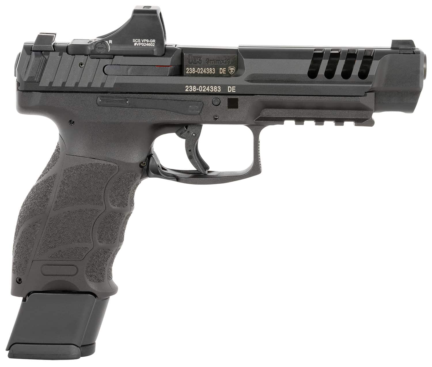 Heckler & Koch VP9L 9MM long-slide pistol with SCS optic-cut slide and polymer frame