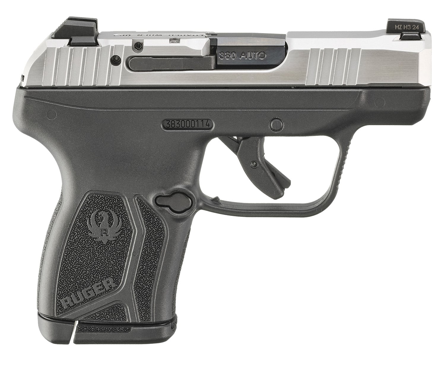 Ruger LCP MAX .380 ACP pistol with matte stainless slide and black polymer frame