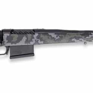 Weatherby 307 Range XP 7MM PRC 22 inch rifle with green/grey sponge synthetic stock and muzzle brake