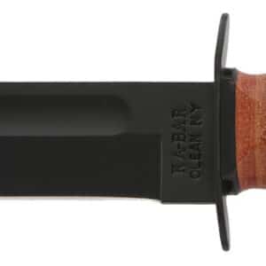Ka-Bar 1217 USMC Fight/Utility 7" Fixed Clip Point Plain Black 1095 Cro-Van Blade. Brown Leather Handle. Includes Sheath