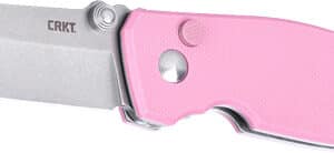 CRKT SQUID 2.2" FINE EDGE - ROSE QUARTZ/SS BUTTON LOCK D2