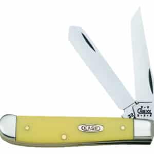 Case 00029 Trapper  Mini 2.70"/2.75" Folding Clip Point/Spey Plain Tumble Polish Chrome Vanadium Steel Blade/Smooth Yellow Synthetic Handle