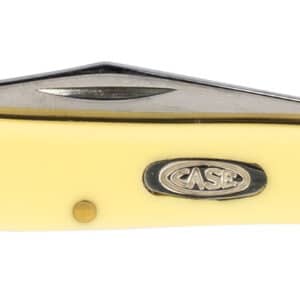 Case 00030 Peanut  2.10"/1.53" Folding Clip/Pen Plain Tumble Polish Chrome Vanadium Blade/Smooth Yellow Synthetic Handle