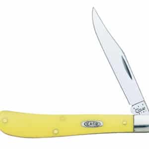 Case 031 S Trapper Slimline 3.25" Folding Clip Point Plain Tumble Polish Chrome Vanadium Steel Blade Yellow Synthetic Handle