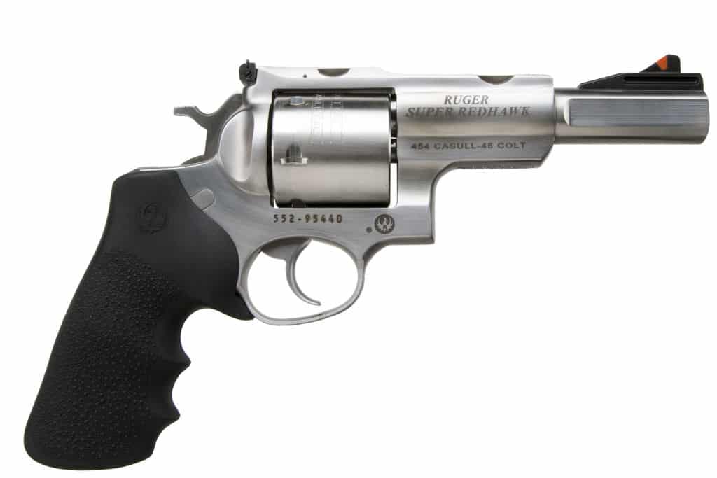 Ruger Super Redhawk .454 Casull stainless revolver with rubber grip and adjustable rear sight