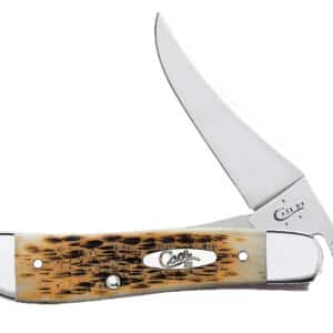 Case 0260 6 RussLock  2.70" Folding RussLock Clip Plain Mirror Polished Tru-Sharp SS Blade/Peach Seed Jigged Amber Bone Handle