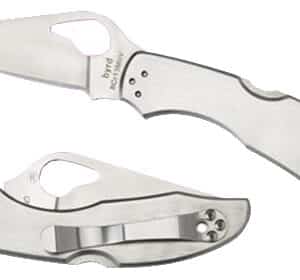 Spyderco BY04P2 Byrd Meadowlark 2 2.93" Folding Clip Point Plain 8Cr13MoV SS Blade Satin Stainless Steel Handle