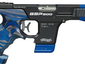 Walther GSP500 32 Expert .32 S&W pistol with black aluminum frame and wood grips, right-size L