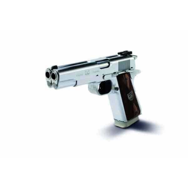 Second Century double-barrel pistol .45 ACP 5-inch brushed stainless walnut grips
