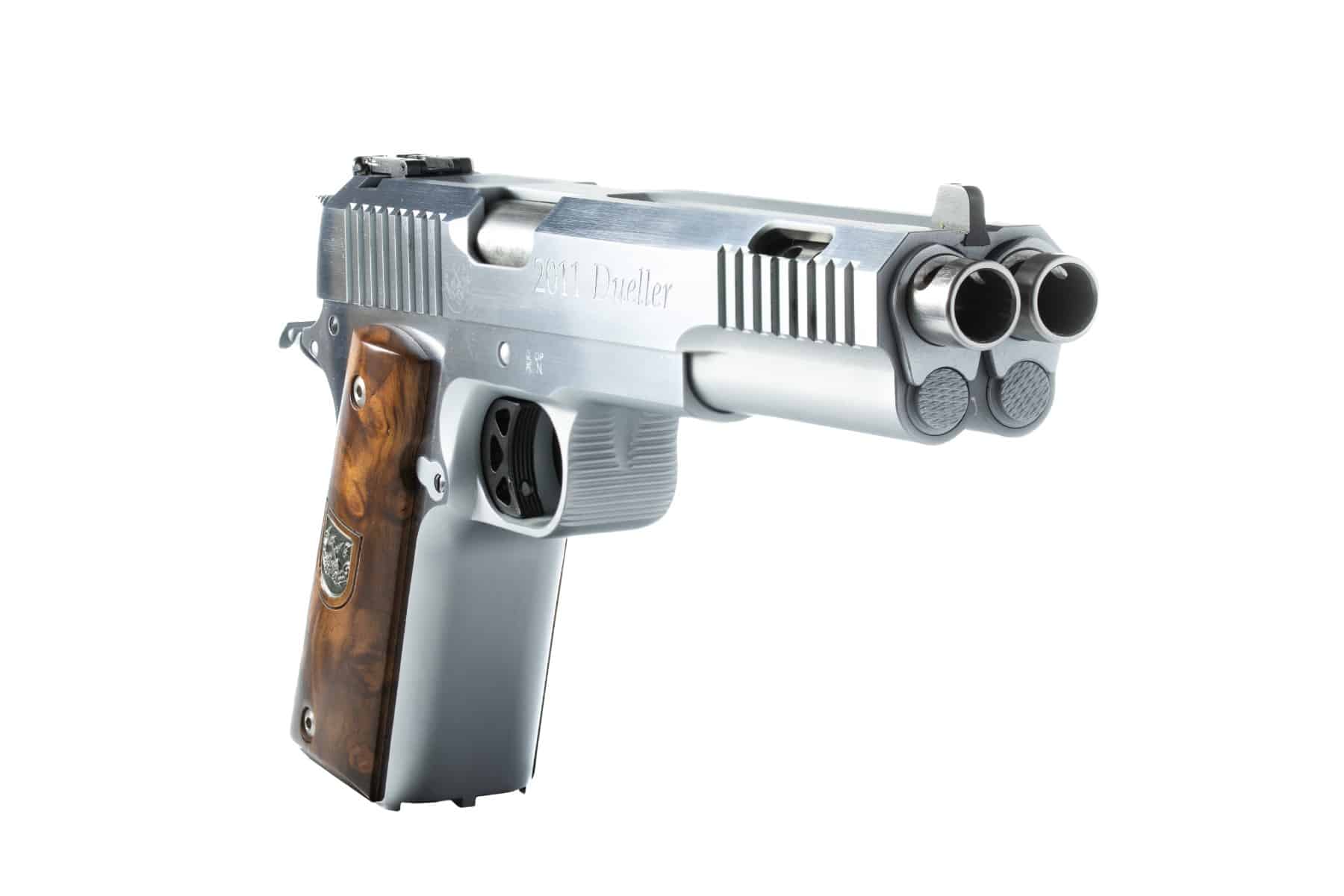Arsenal Firearms Dueller Prismatic .45 ACP stainless double-barrel pistol with wood grips