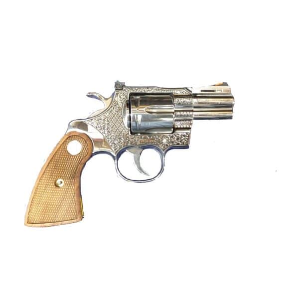 Colt Python Handgun .357 Mag 6rd Capacity 2.5" Barrel Historic Wood Medallion Grips with Filigree Frame and Barrel