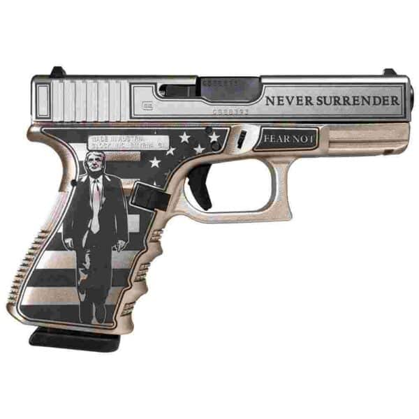 Glock 19 Gen 3 Custom 'Trump Fight' 9mm Luger handgun with deep laser engraving