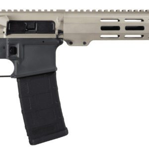 Shark Coast Tactical Badger 5.56 NATO 16-inch rifle gray and tan Cerakote Magpul SL-K