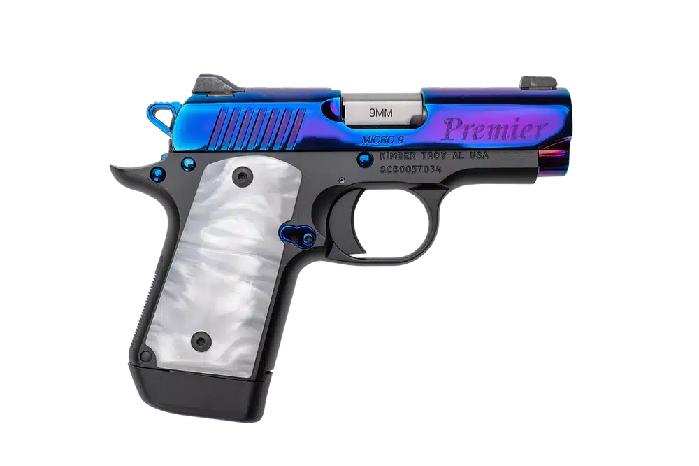 CNC FIREARMS Kimber Micro 9 9mm pistol with Rainbow PVD finish and Pearl Kirinite grips