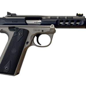 Ruger MKIV 22/45 LT Elite .22 LR pistol with 4.4" threaded barrel and Savage Silver Cerakote finish