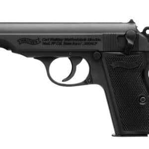 Walther Arms PP .380 ACP pistol in black blued finish with fixed sights and two 7-round magazines