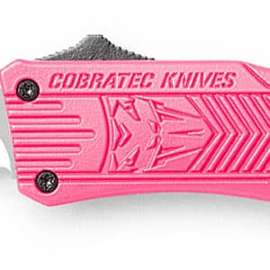 CobraTec Knives SPKCTK1SDS CTK-1  Small 2.75" OTF Drop Point Part Serrated D2 Steel Blade/ Pink Aluminum Handle Features Glass Breaker Includes Pocket Clip