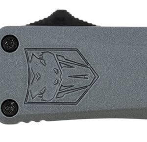 CobraTec Knives SGYFS3DNS FS-3  Small 2.75" OTF Plain D2 Steel Blade/Gray Aluminum Handle Features Glass Breaker Includes Pocket Clip