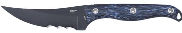 CRKT 2709B Clever Girl  4.60" Fixed Veff Serrated Black Powder Coated SK-5 Steel Blade, Blue Marbled G10 Handle