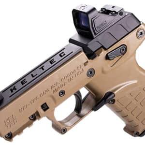 KelTec P17 .22 LR pistol tan with 3.8 inch threaded barrel, optic and holster