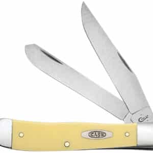 Case 30114 Yellow Synthetic Trapper Folding Clip Point/Spey Plain Mirror Polished Carbon Steel Blade/Smooth Yellow Synthetic Handle