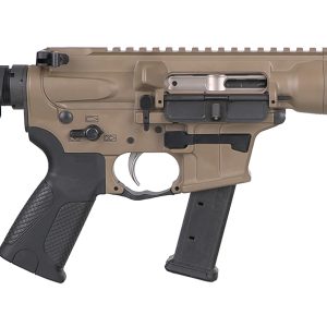 LWRC IC-9 9mm AR-style pistol with 8.5in threaded barrel, SBA3 brace, and FDE Picatinny rail