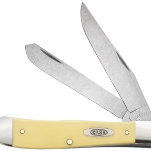 Case 00161 Trapper  3.25"/3.27" Folding Clip Point/Spey Plain Tumble Polish Chrome Vanadium Steel Blade/Yellow Synthetic Handle